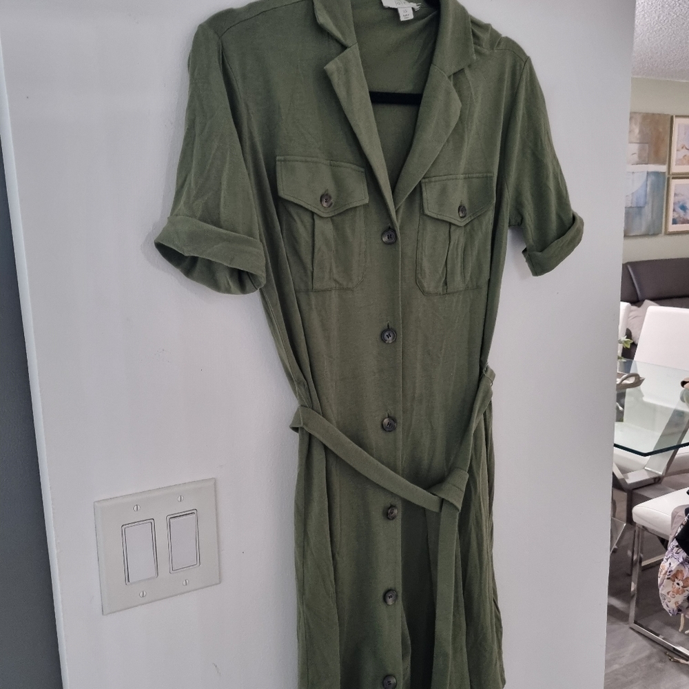 Olive Green Button-Up Jumpsuit